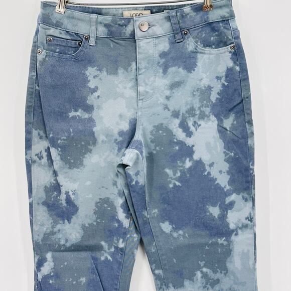 LOGO Lori Goldstein Brook Blue Petite Printed Stretch Twill Ankle Jeans Size 2P - Picture 4 of 10